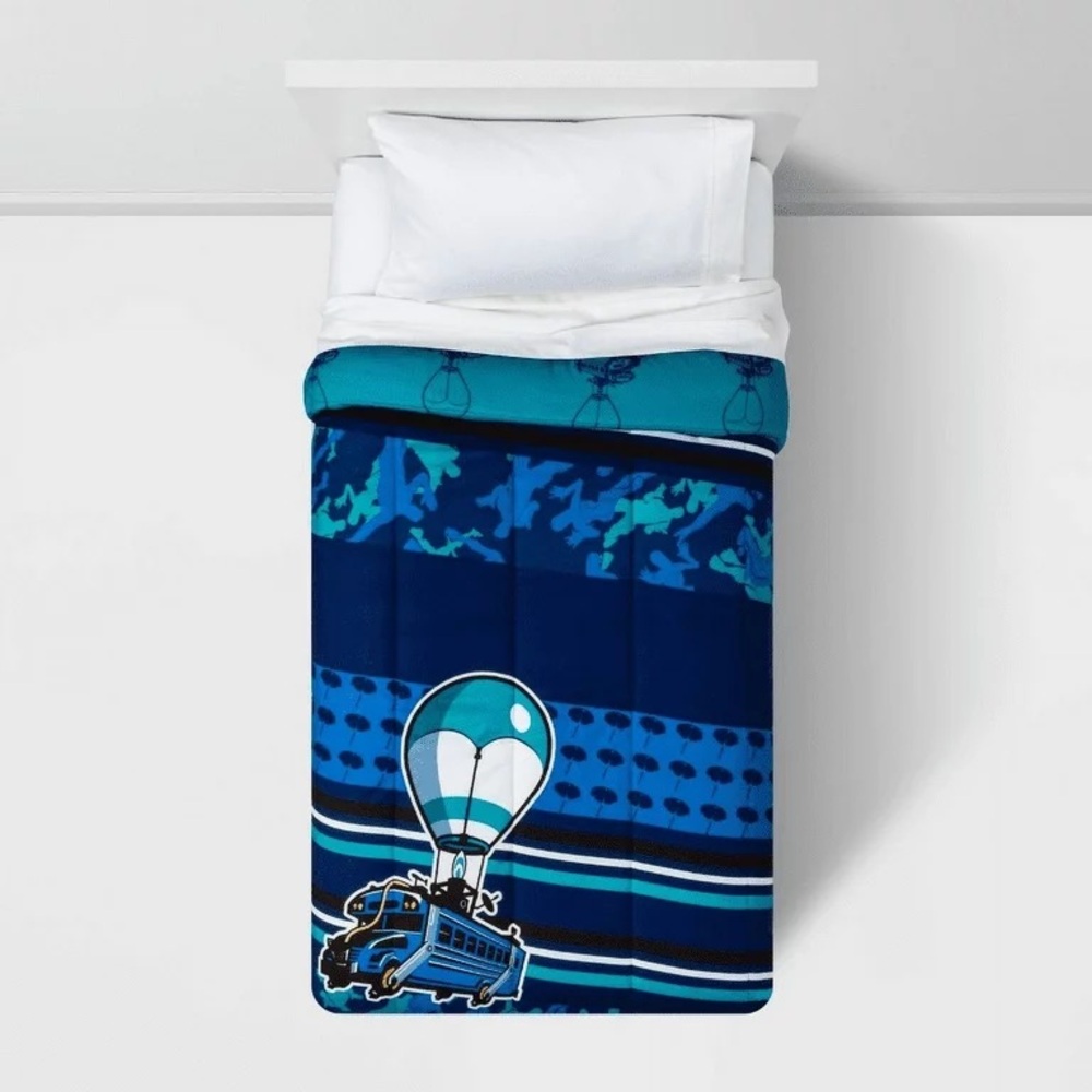 Fortnite “Battle Bus” Reversible Twin Comforter